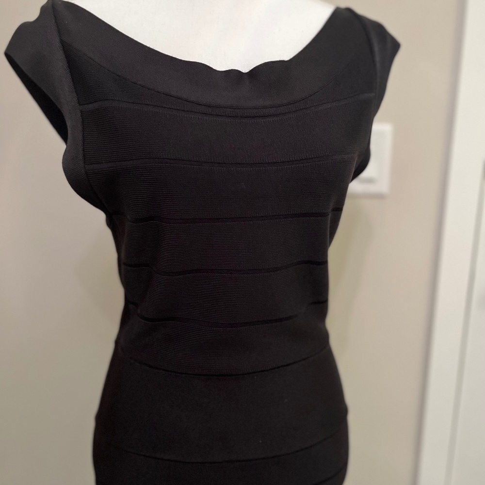 French Connection Black Bodycon Minidress LBD Size 10